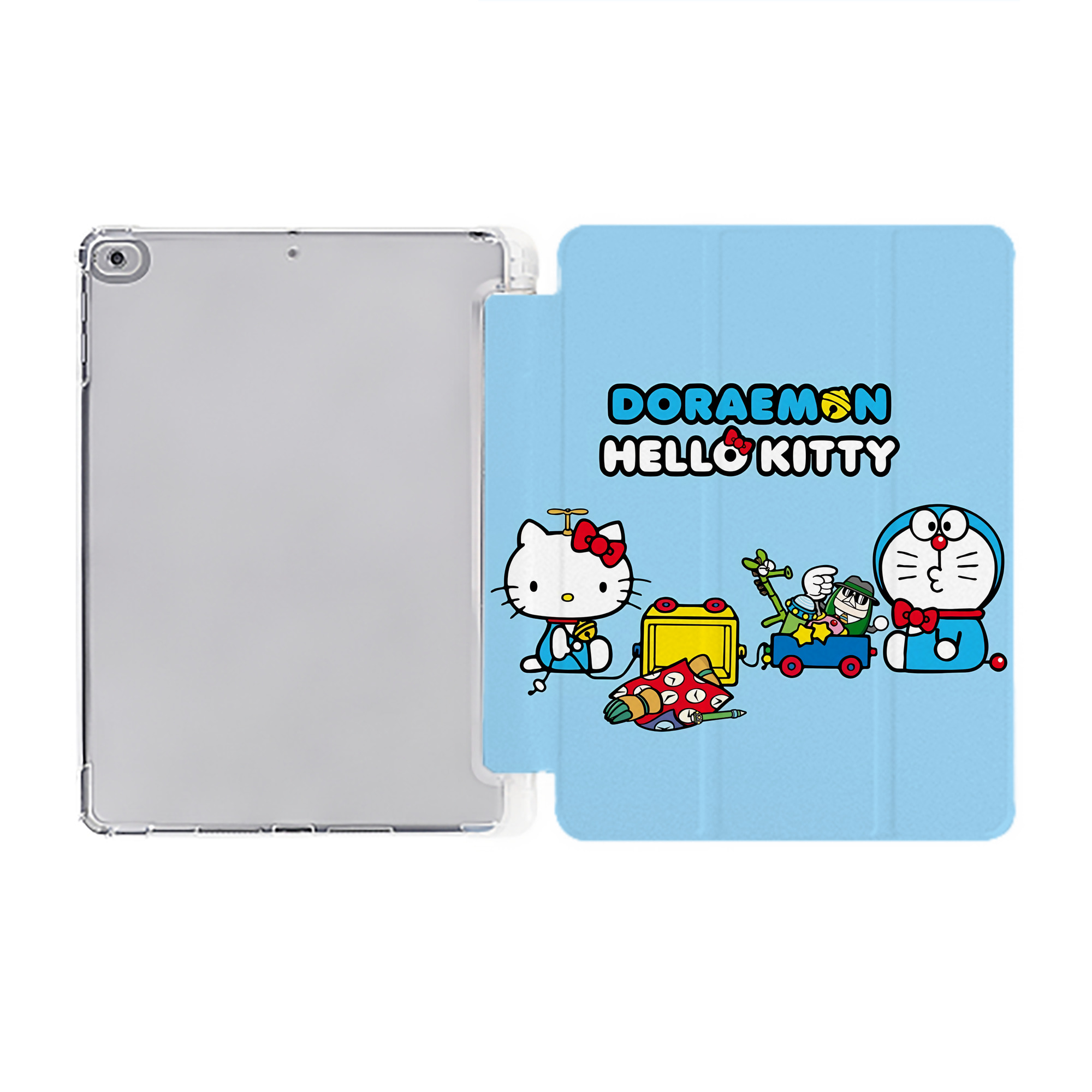 （画像用） ドラえもん Doraemon IPad ケース ペン収納付き 三つ折りスタンド PUレザー×シリコン 対応機種9.5/10.5/10.9インチ